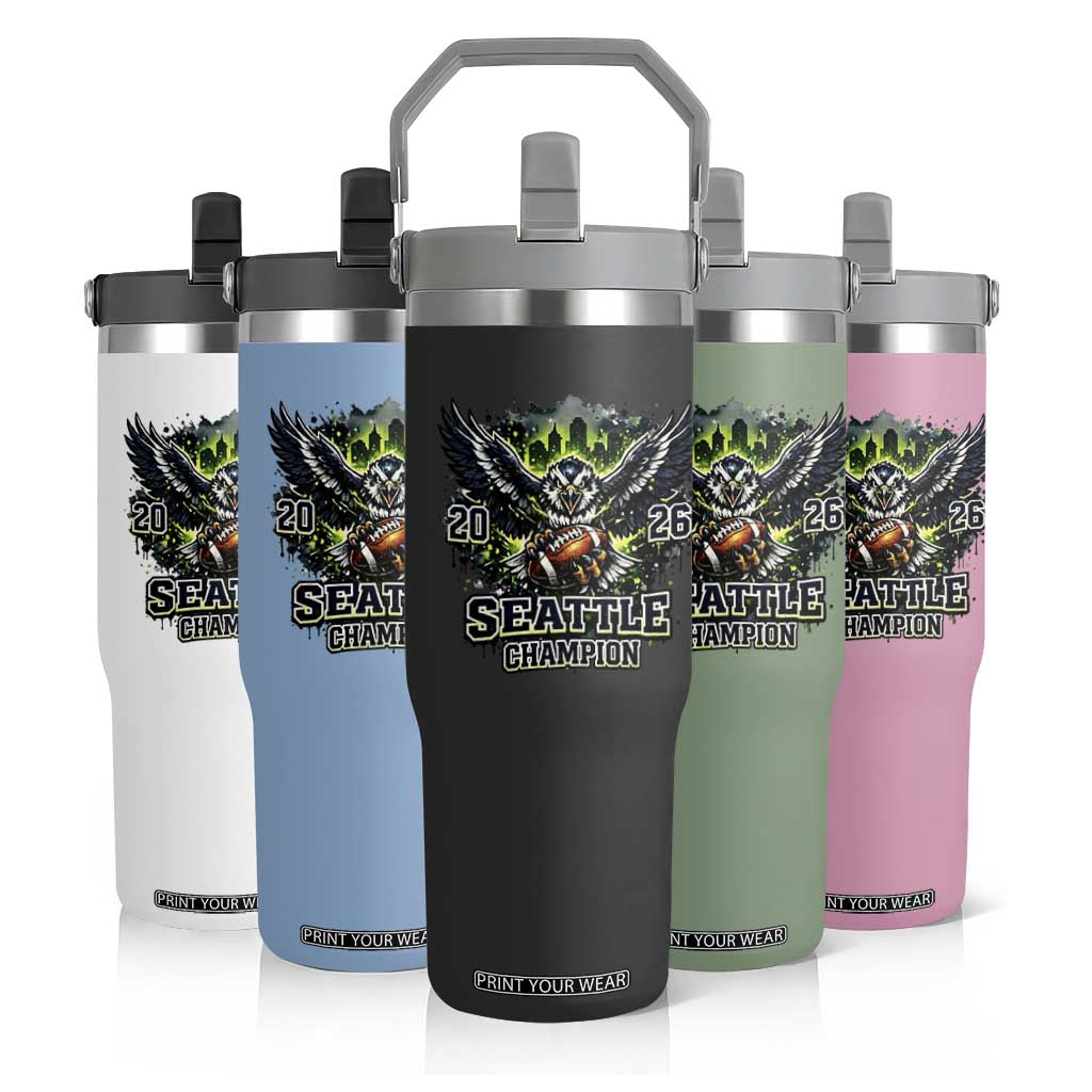 2026 Champion Flip Straw Tumbler Gift For Seattle Sports Fans TS12 Print Your Wear