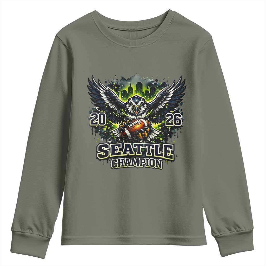 2026 Champion Youth Sweatshirt Gift For Seattle Sports Fans TS12 Military Green Print Your Wear