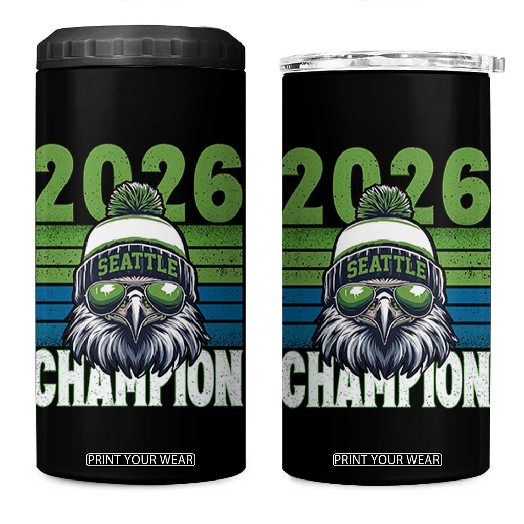 2026 Champion Seattle 4 in 1 Can Cooler Tumbler 12s Fan Pride TS12 One Size: 16 oz Black Print Your Wear