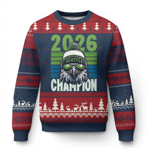 2026 Champion Seattle Ugly Christmas Sweater 12s Fan Pride TS12 Navy Red Print Your Wear