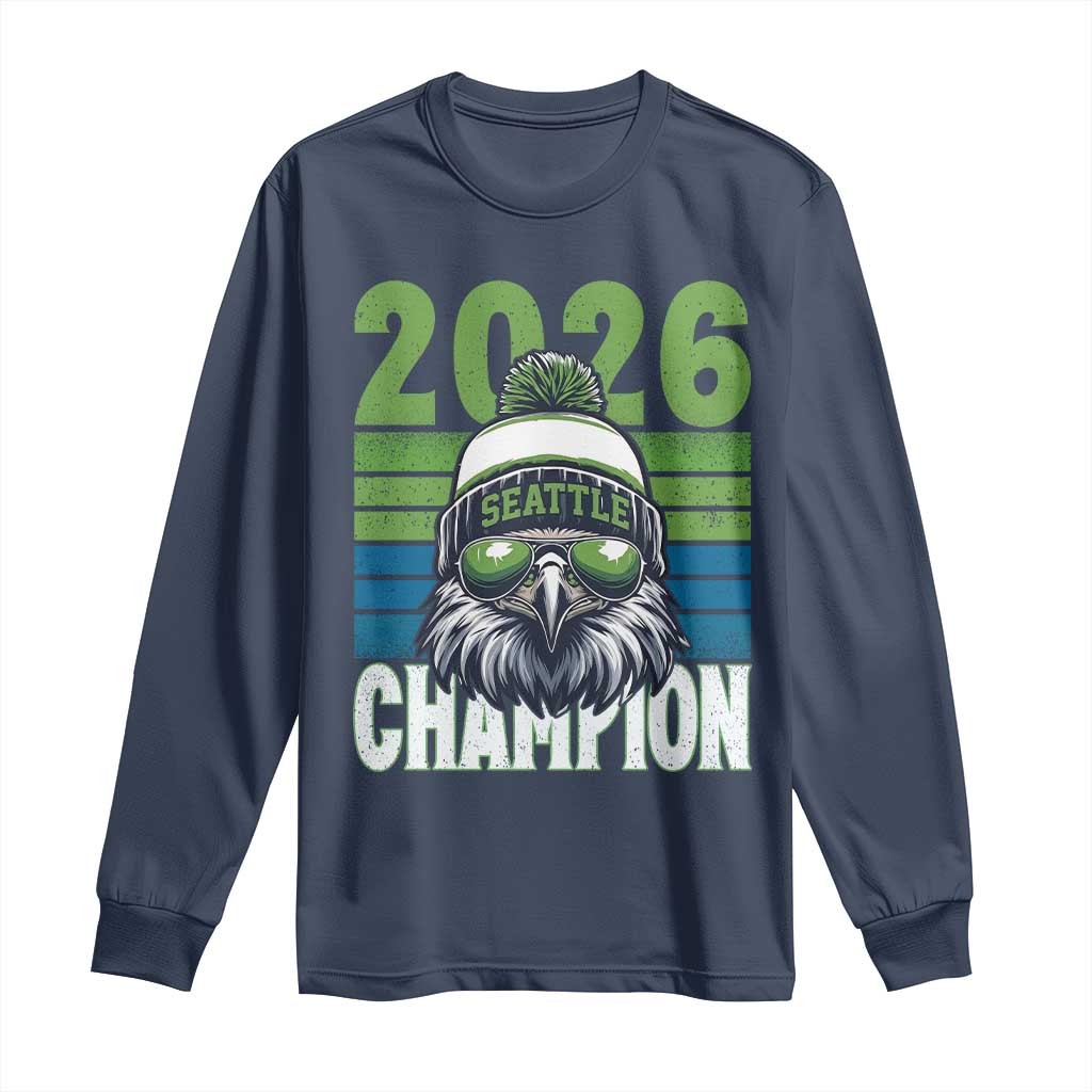 2026 Champion Seattle Long Sleeve Shirt 12s Fan Pride TS12 Navy Print Your Wear