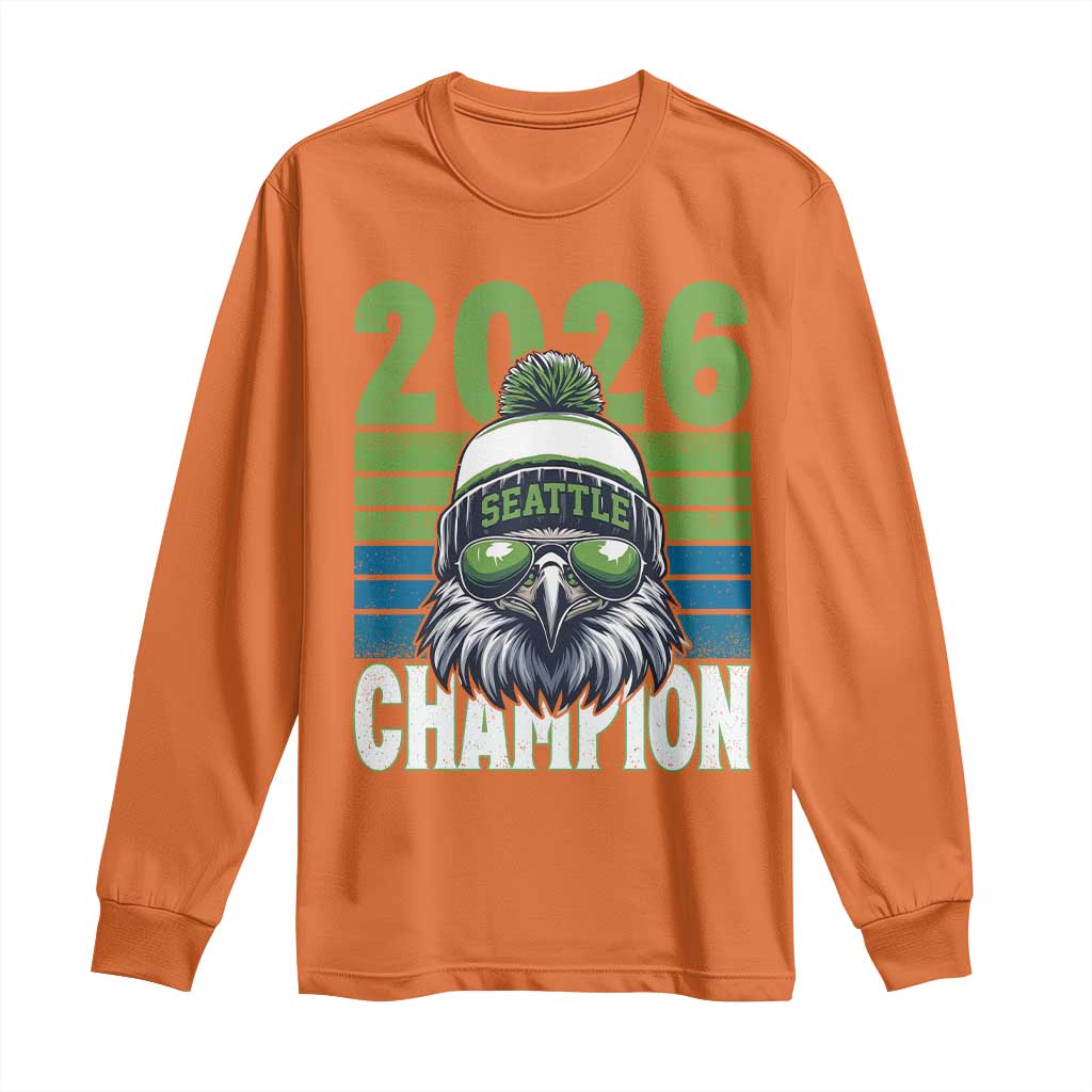 2026 Champion Seattle Long Sleeve Shirt 12s Fan Pride TS12 Orange Print Your Wear