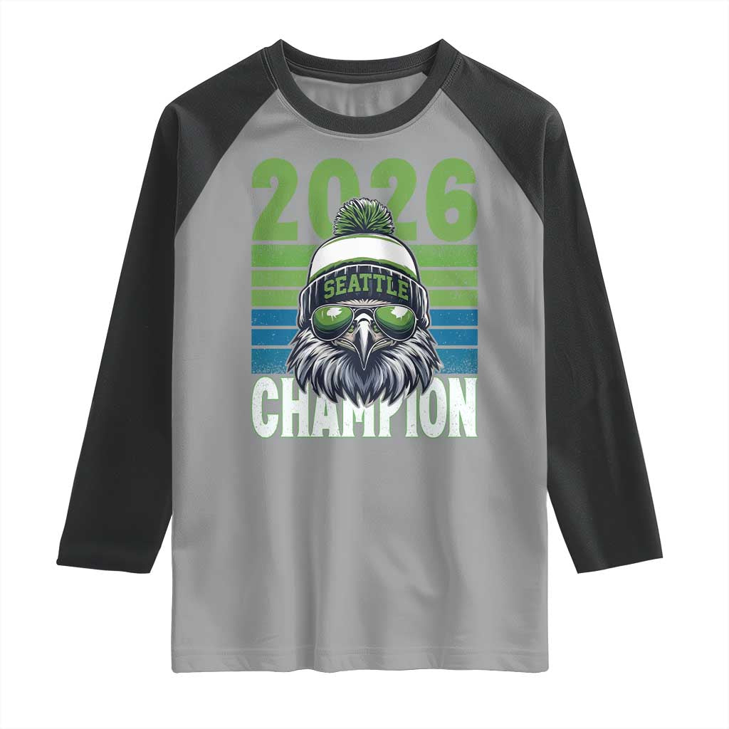 2026 Champion Seattle Raglan Shirt 12s Fan Pride TS12 Sport Gray Black Print Your Wear