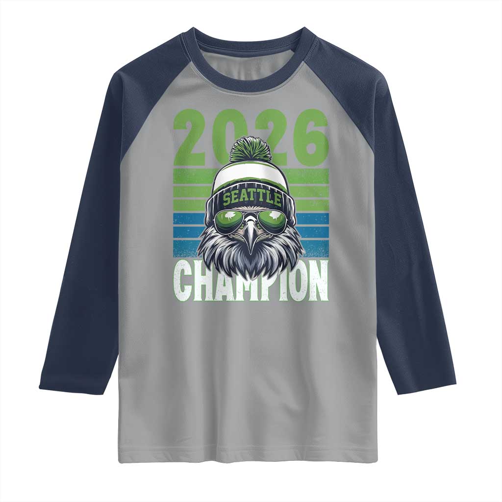 2026 Champion Seattle Raglan Shirt 12s Fan Pride TS12 Sport Gray Navy Print Your Wear