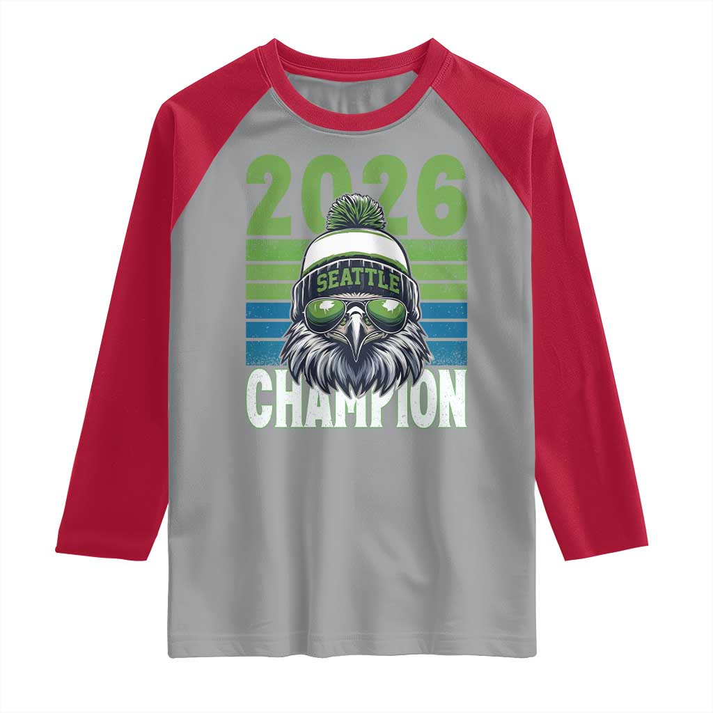 2026 Champion Seattle Raglan Shirt 12s Fan Pride TS12 Sport Gray Red Print Your Wear