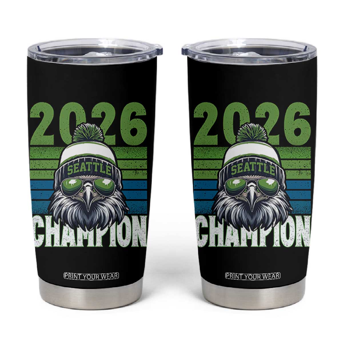 2026 Champion Seattle Tumbler Cup 12s Fan Pride TS12 Black Print Your Wear