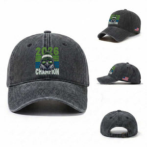 2026 Champion Seattle Washed Cotton Baseball Cap 12s Fan Pride TS12 Washed Cap Universal Fit Dark Gray Print Your Wear