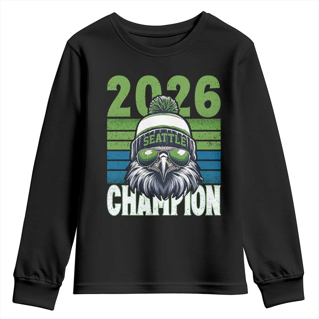 2026 Champion Seattle Youth Sweatshirt 12s Fan Pride TS12 Black Print Your Wear