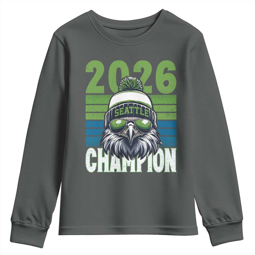 2026 Champion Seattle Youth Sweatshirt 12s Fan Pride TS12 Dark Heather Print Your Wear