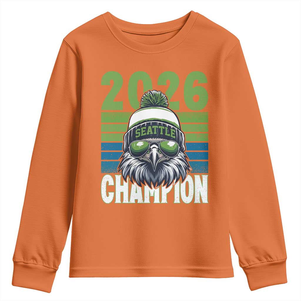 2026 Champion Seattle Youth Sweatshirt 12s Fan Pride TS12 Orange Print Your Wear