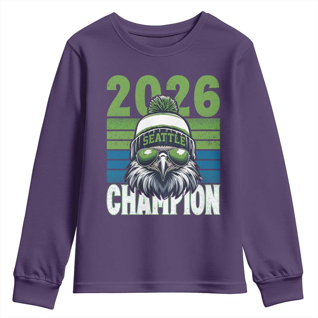 2026 Champion Seattle Youth Sweatshirt 12s Fan Pride TS12 Purple Print Your Wear