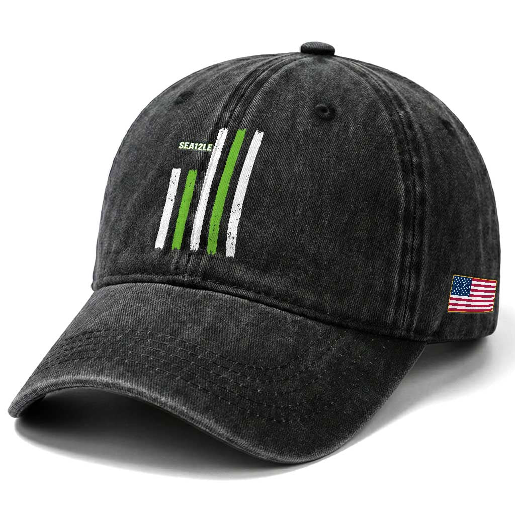 SEA12LE Champion Football Fan Gift Washed Cotton Baseball Cap Blue Green Pride TS12 Print Your Wear