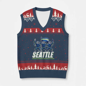 Seattle Fan Pride Victory Celebration V-Neck Knit Sweater Vest Gift For Sports Lovers TS12 Navy Red Print Your Wear