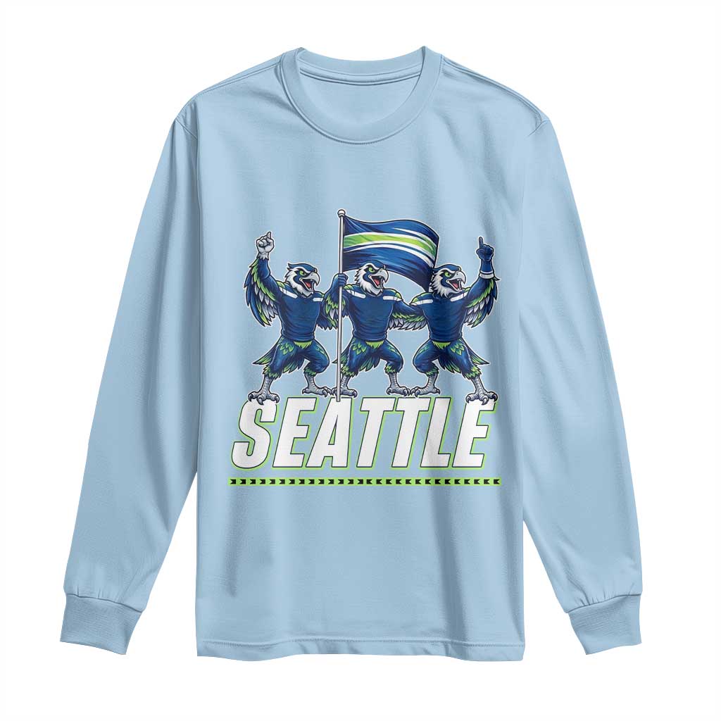 Seattle Fan Pride Victory Celebration Long Sleeve Shirt Gift For Sports Lovers TS12 Light Blue Print Your Wear