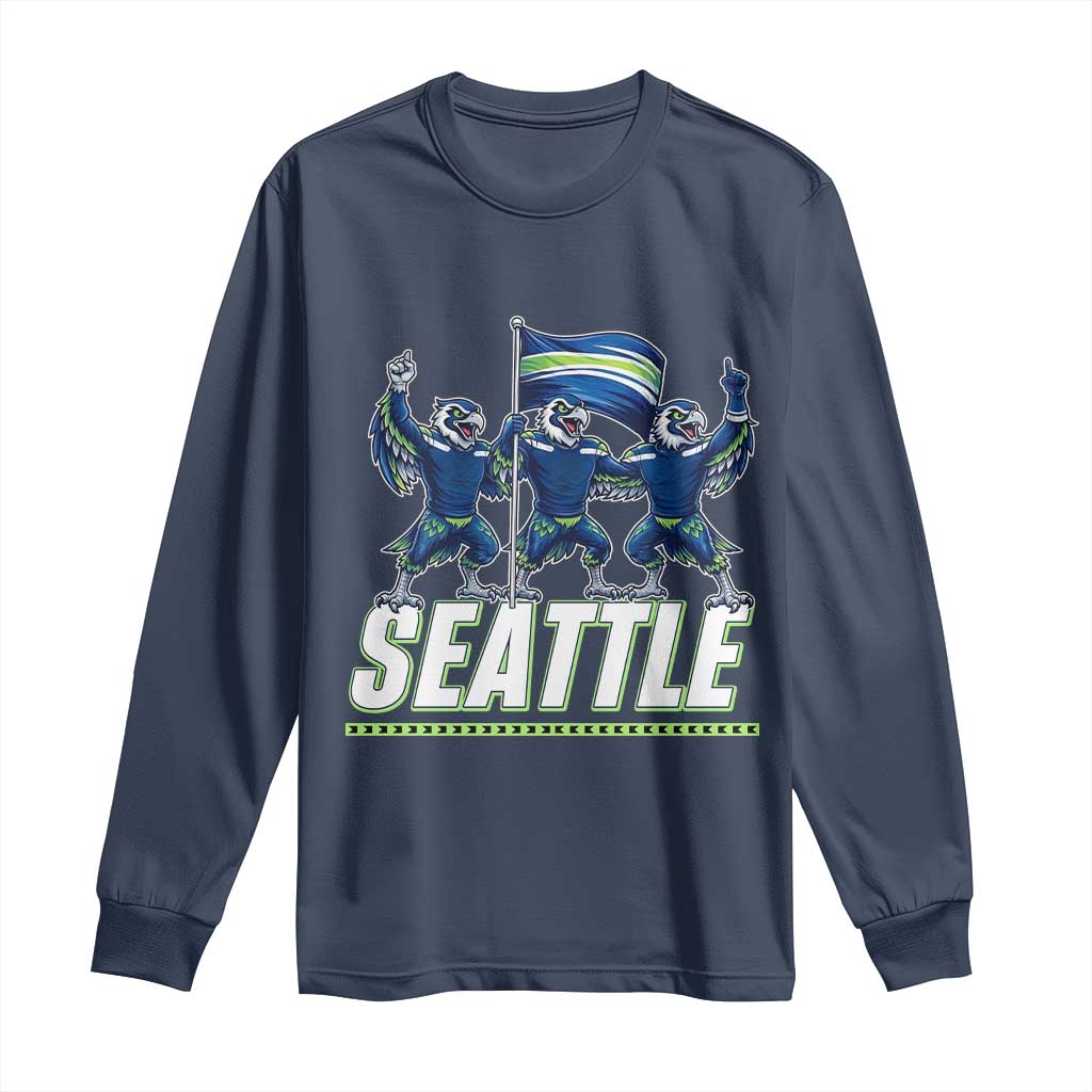 Seattle Fan Pride Victory Celebration Long Sleeve Shirt Gift For Sports Lovers TS12 Navy Print Your Wear