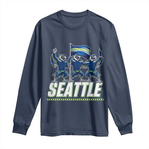 Seattle Fan Pride Victory Celebration Long Sleeve Shirt Gift For Sports Lovers TS12 Navy Print Your Wear