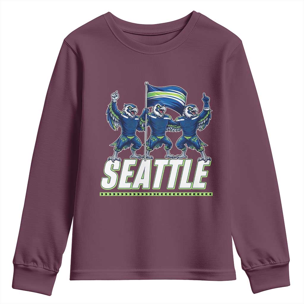 Seattle Fan Pride Victory Celebration Youth Sweatshirt Gift For Sports Lovers TS12 Maroon Print Your Wear
