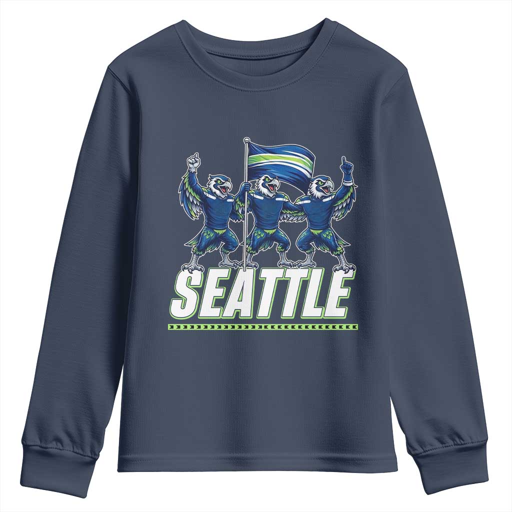 Seattle Fan Pride Victory Celebration Youth Sweatshirt Gift For Sports Lovers TS12 Navy Print Your Wear