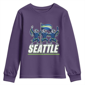 Seattle Fan Pride Victory Celebration Youth Sweatshirt Gift For Sports Lovers TS12 Purple Print Your Wear