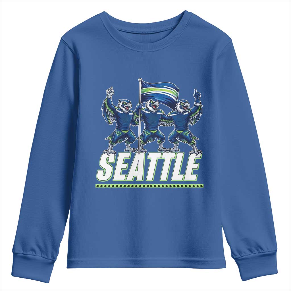 Seattle Fan Pride Victory Celebration Youth Sweatshirt Gift For Sports Lovers TS12 Royal Blue Print Your Wear