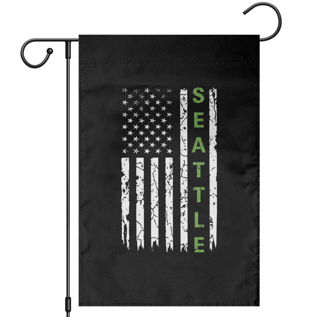 Seattle With American Flag Fan Pride Garden Flag Gift For Sports Lovers TS12 Black Print Your Wear