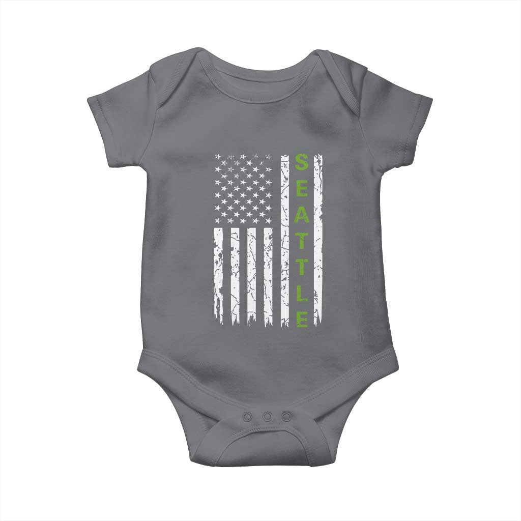 Seattle With American Flag Fan Pride Baby Onesie Gift For Sports Lovers TS12 Charcoal Print Your Wear
