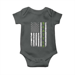 Seattle With American Flag Fan Pride Baby Onesie Gift For Sports Lovers TS12 Dark Heather Print Your Wear