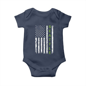 Seattle With American Flag Fan Pride Baby Onesie Gift For Sports Lovers TS12 Navy Print Your Wear