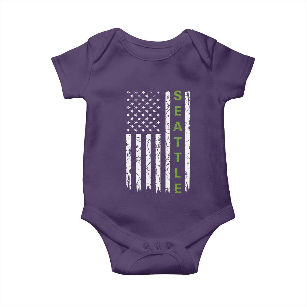 Seattle With American Flag Fan Pride Baby Onesie Gift For Sports Lovers TS12 Purple Print Your Wear