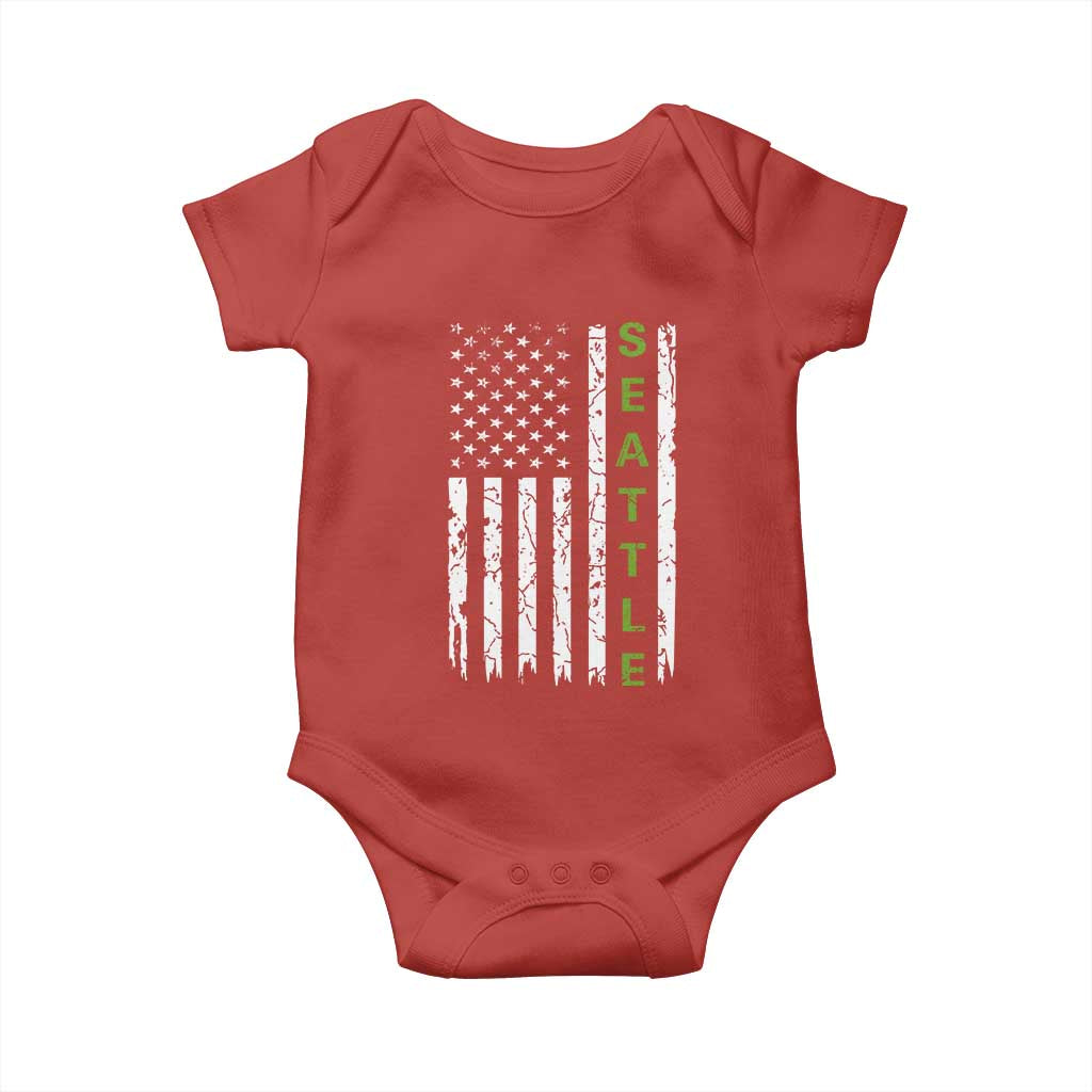 Seattle With American Flag Fan Pride Baby Onesie Gift For Sports Lovers TS12 Red Print Your Wear