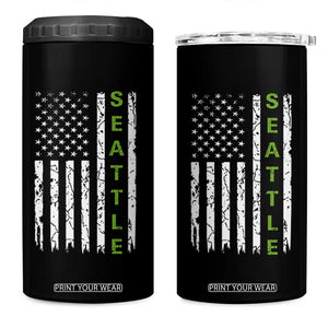 Seattle With American Flag Fan Pride 4 in 1 Can Cooler Tumbler Gift For Sports Lovers TS12 One Size: 16 oz Black Print Your Wear