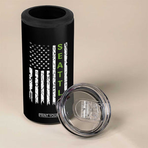 Seattle With American Flag Fan Pride 4 in 1 Can Cooler Tumbler Gift For Sports Lovers TS12 Print Your Wear