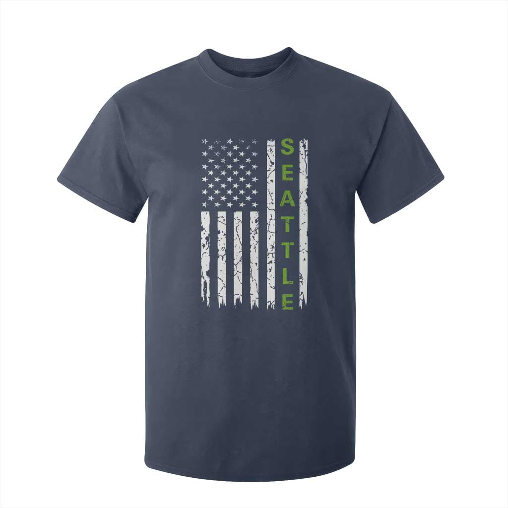 Seattle With American Flag Fan Pride T Shirt For Kid Gift For Sports Lovers TS12 Navy Print Your Wear