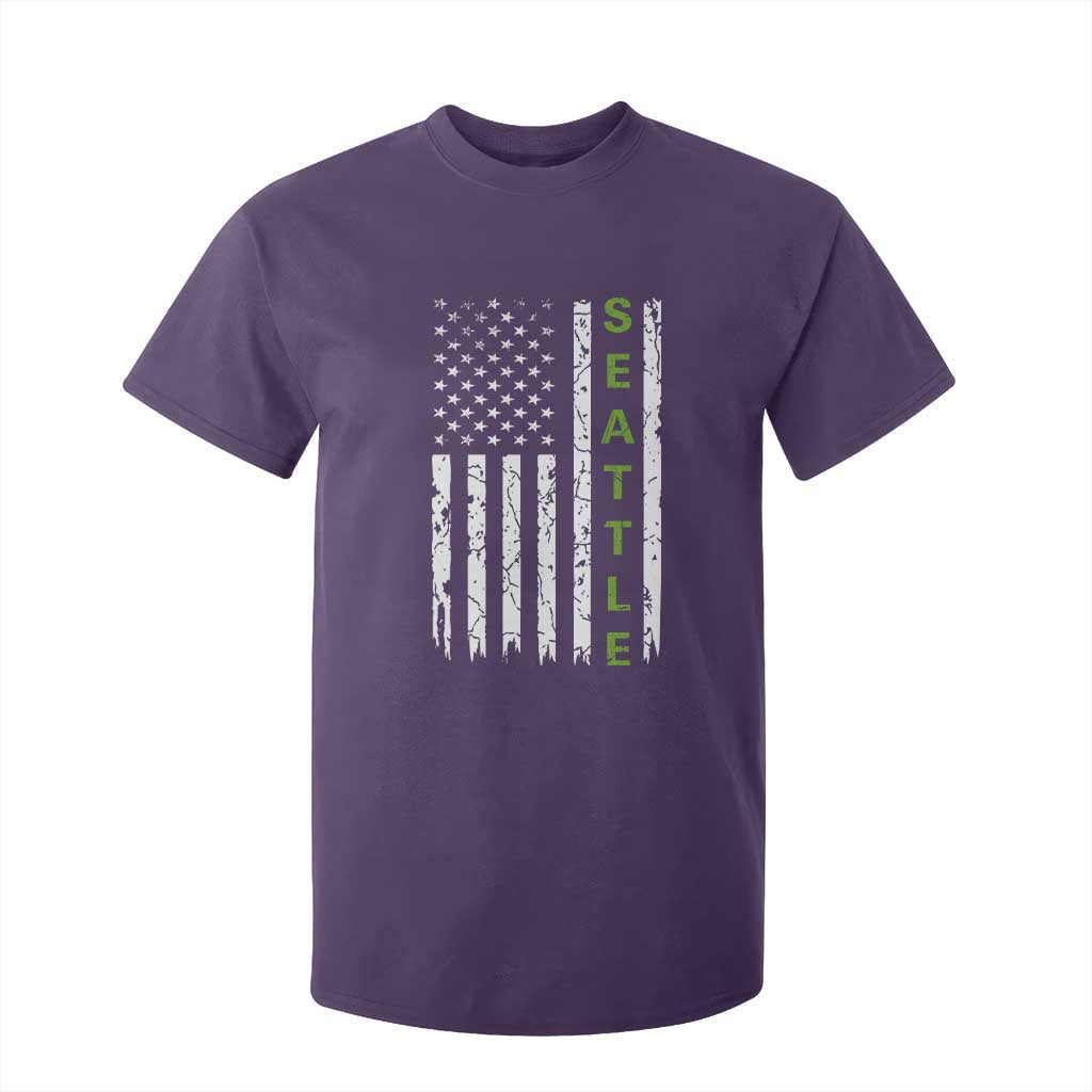 Seattle With American Flag Fan Pride T Shirt For Kid Gift For Sports Lovers TS12 Purple Print Your Wear