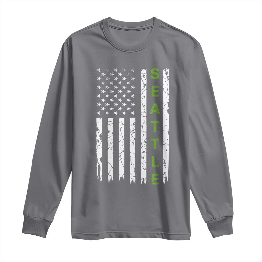 Seattle With American Flag Fan Pride Long Sleeve Shirt Gift For Sports Lovers TS12 Charcoal Print Your Wear