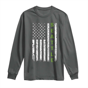 Seattle With American Flag Fan Pride Long Sleeve Shirt Gift For Sports Lovers TS12 Dark Heather Print Your Wear