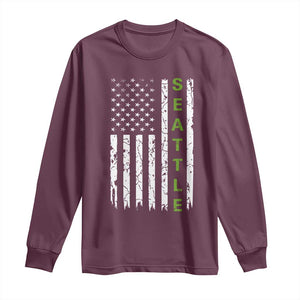 Seattle With American Flag Fan Pride Long Sleeve Shirt Gift For Sports Lovers TS12 Maroon Print Your Wear