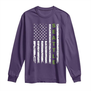 Seattle With American Flag Fan Pride Long Sleeve Shirt Gift For Sports Lovers TS12 Purple Print Your Wear