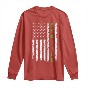Seattle With American Flag Fan Pride Long Sleeve Shirt Gift For Sports Lovers TS12 Red Print Your Wear