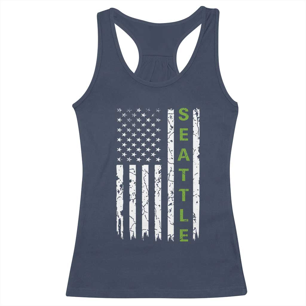 Seattle With American Flag Fan Pride Racerback Tank Top Gift For Sports Lovers TS12 Navy Print Your Wear