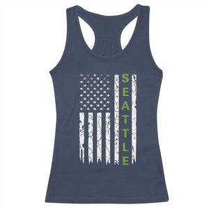 Seattle With American Flag Fan Pride Racerback Tank Top Gift For Sports Lovers TS12 Navy Print Your Wear