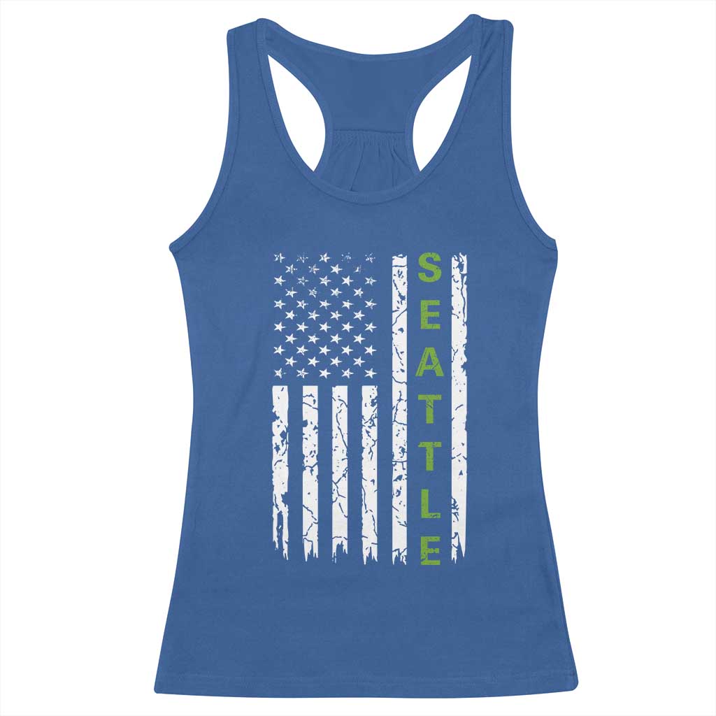 Seattle With American Flag Fan Pride Racerback Tank Top Gift For Sports Lovers TS12 Royal Blue Print Your Wear