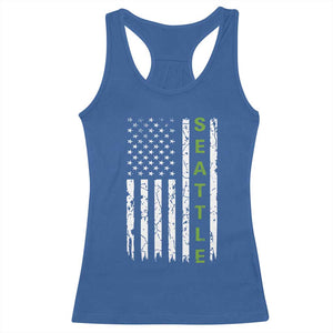 Seattle With American Flag Fan Pride Racerback Tank Top Gift For Sports Lovers TS12 Royal Blue Print Your Wear
