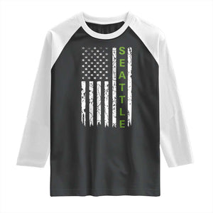 Seattle With American Flag Fan Pride Raglan Shirt Gift For Sports Lovers TS12 Black White Print Your Wear