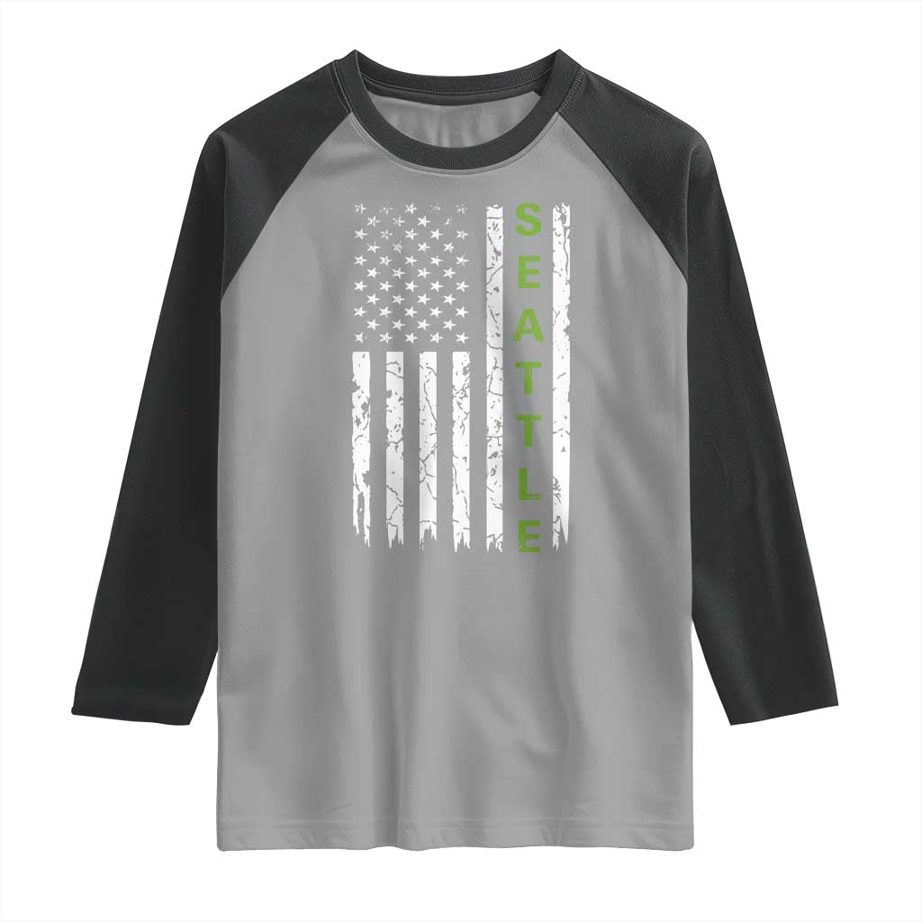 Seattle With American Flag Fan Pride Raglan Shirt Gift For Sports Lovers TS12 Sport Gray Black Print Your Wear