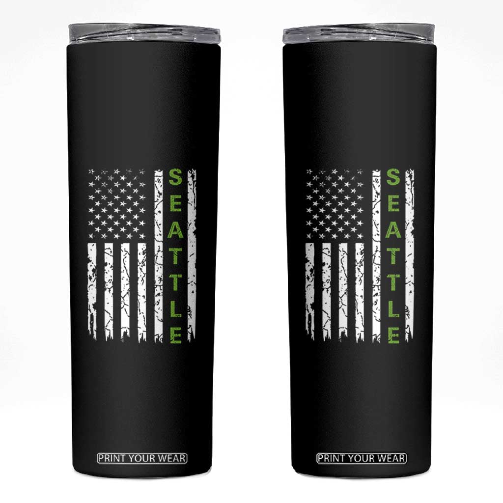 Seattle With American Flag Fan Pride Skinny Tumbler Gift For Sports Lovers TS12 Black Print Your Wear