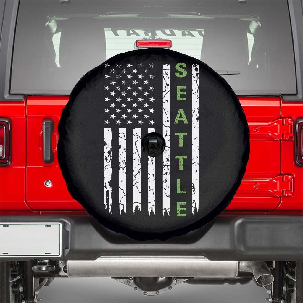 Seattle With American Flag Fan Pride Spare Tire Cover Gift For Sports Lovers TS12 Black Print Your Wear