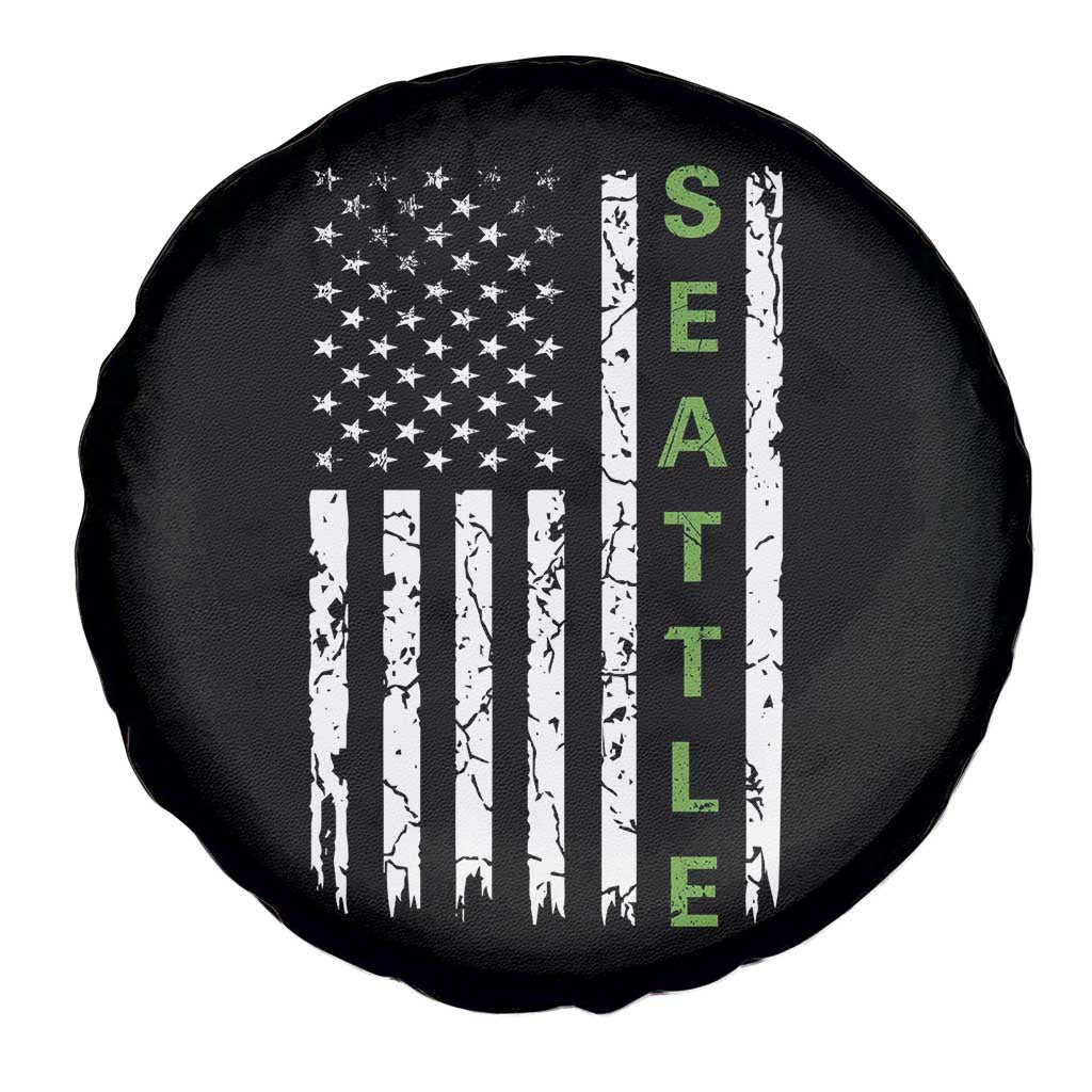 Seattle With American Flag Fan Pride Spare Tire Cover Gift For Sports Lovers TS12 Print Your Wear