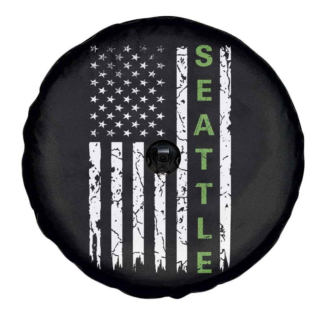 Seattle With American Flag Fan Pride Spare Tire Cover Gift For Sports Lovers TS12 Print Your Wear