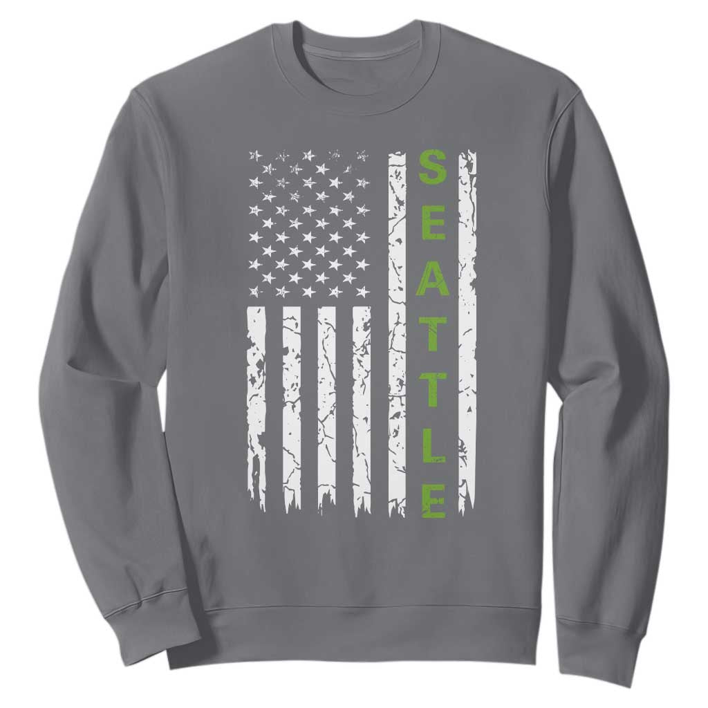 Seattle With American Flag Fan Pride Sweatshirt Gift For Sports Lovers TS12 Charcoal Print Your Wear
